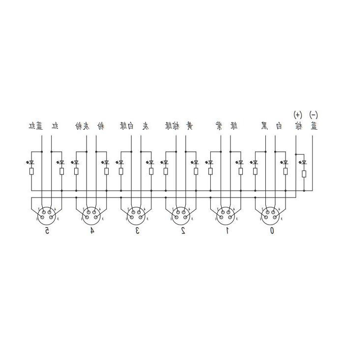 M8 junction box, dual channel, PNP, 6-port all-in-one, LED, PUR flexible cable, black sheathing, 23P641-XXX